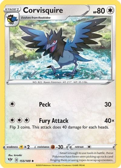 Corvisquire SWSH03: Darkness Ablaze Pokemon card