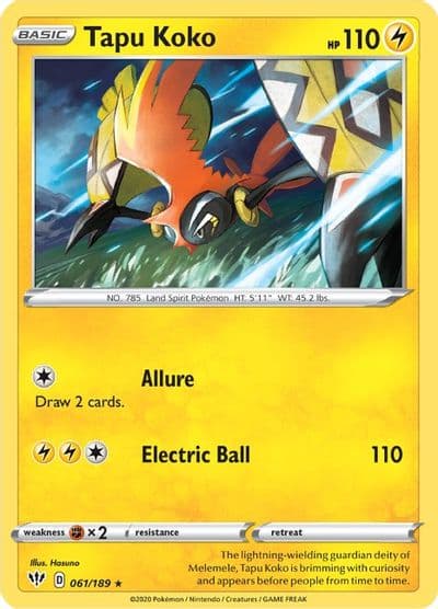 Tapu Koko SWSH03: Darkness Ablaze Pokemon card