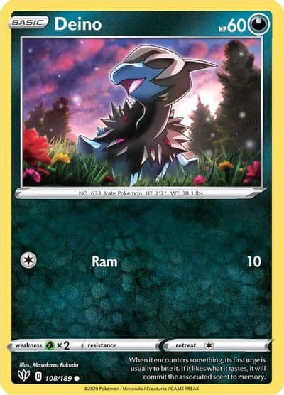 Deino SWSH03: Darkness Ablaze Pokemon card