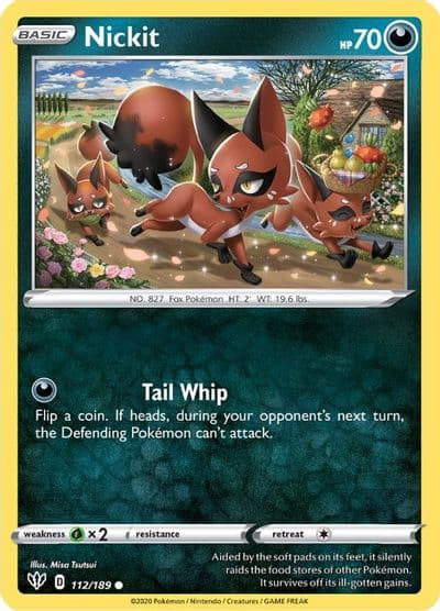Nickit SWSH03: Darkness Ablaze Pokemon card