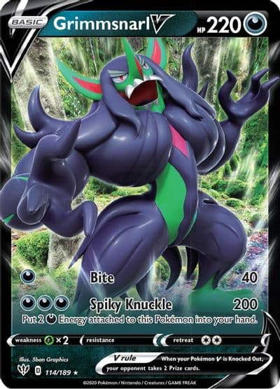 Grimmsnarl V SWSH03: Darkness Ablaze Pokemon card