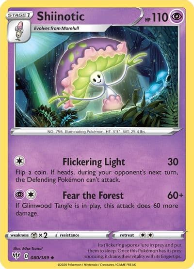 Shiinotic SWSH03: Darkness Ablaze Pokemon card