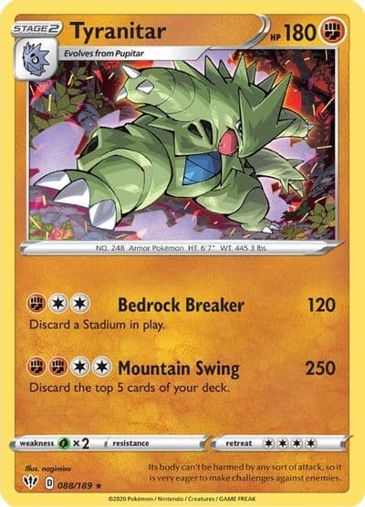 Tyranitar SWSH03: Darkness Ablaze Pokemon card