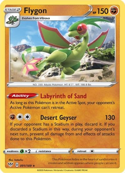Flygon SWSH03: Darkness Ablaze Pokemon card