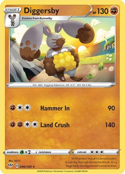 Diggersby SWSH03: Darkness Ablaze Pokemon card