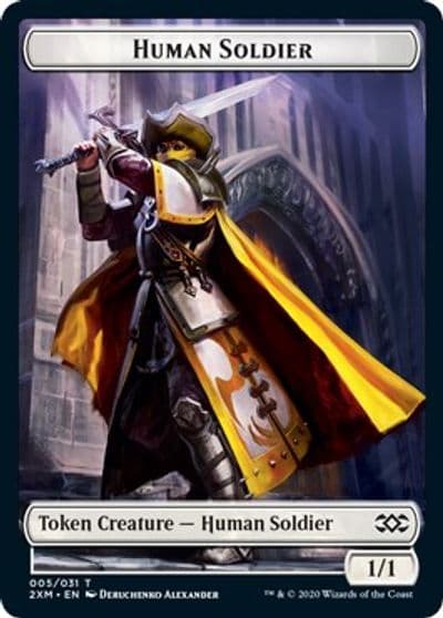 Human Soldier Wurm 029 Double Sided Token Double Masters Magic card