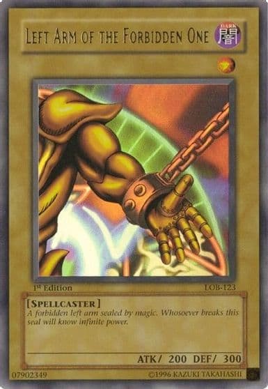 Left Arm of the Forbidden One The Legend of Blue Eyes White Dragon Yu-Gi-Oh! card