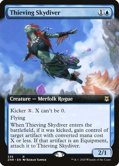 Thieving Skydiver Extended Art Zendikar Rising Magic card