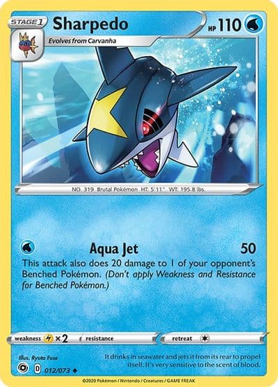 Sharpedo Champion's Path Pokemon card