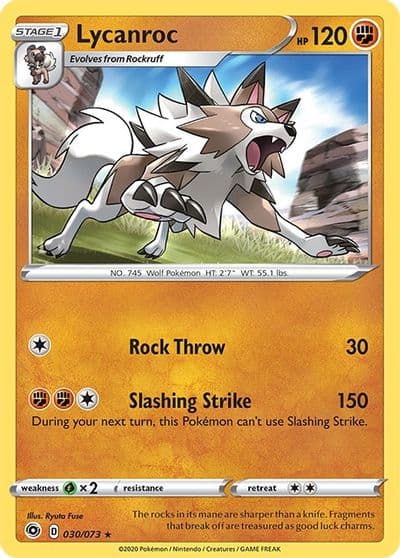 Lycanroc Champion's Path Pokemon card