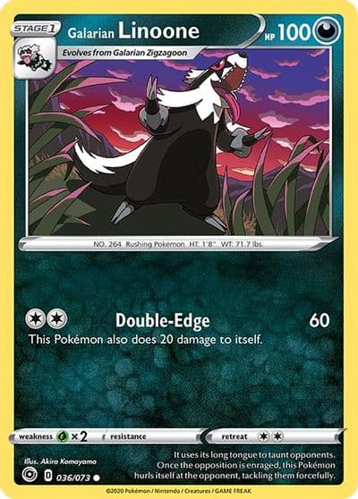 Galarian Linoone Champion's Path Pokemon card
