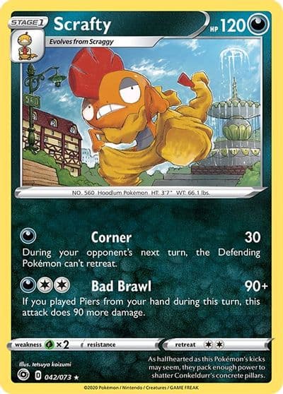 Scrafty Champion's Path Pokemon card