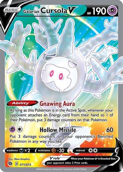 Galarian Cursola V (Full Art) Champion's Path Pokemon card