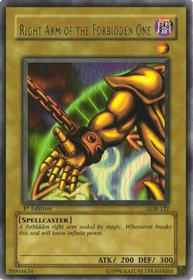 Right Arm of the Forbidden One The Legend of Blue Eyes White Dragon Yu-Gi-Oh! card