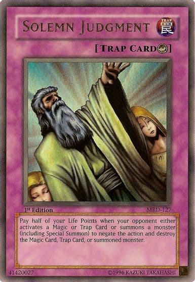 Solemn Judgment Metal Raiders Yu-Gi-Oh! card