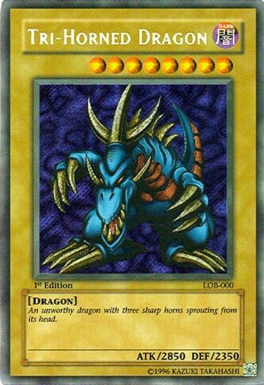 Tri Horned Dragon LOB 000 The Legend of Blue Eyes White Dragon Yu-Gi-Oh! card