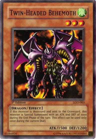 Twin Headed Behemoth Legacy of Darkness Yu-Gi-Oh! card