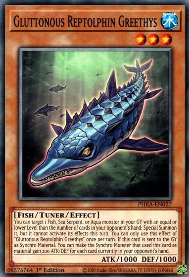Gluttonous Reptolphin Greethys Phantom Rage Yu-Gi-Oh! card