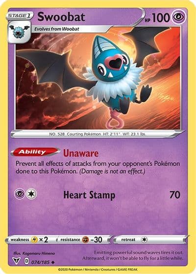 Swoobat SWSH04: Vivid Voltage Pokemon card