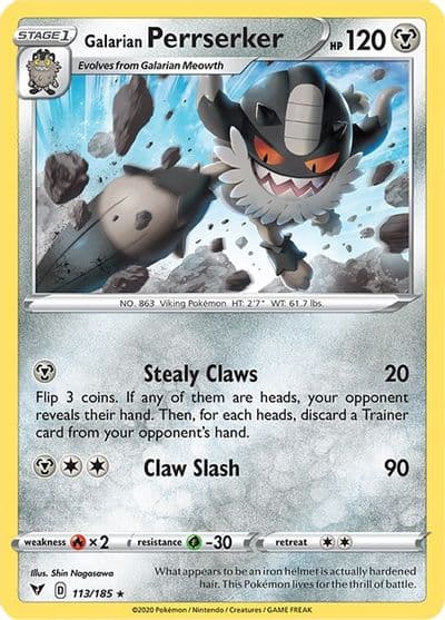 Galarian Perrserker SWSH04: Vivid Voltage Pokemon card