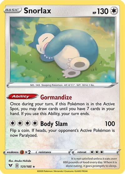 Snorlax SWSH04: Vivid Voltage Pokemon card