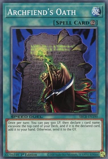 Archfiends Oath Speed Duel: Battle City Box Yu-Gi-Oh! card