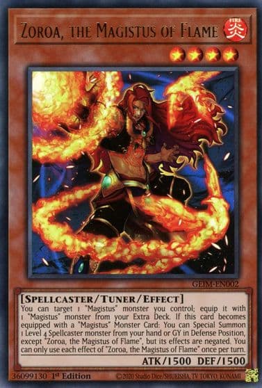 Zoroa the Magistus of Flame Genesis Impact Yu-Gi-Oh! card