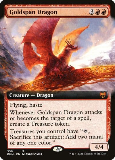 Goldspan Dragon Extended Art Kaldheim Magic card