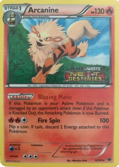 Arcanine (Prerelease) Black and White Promos Pokemon card