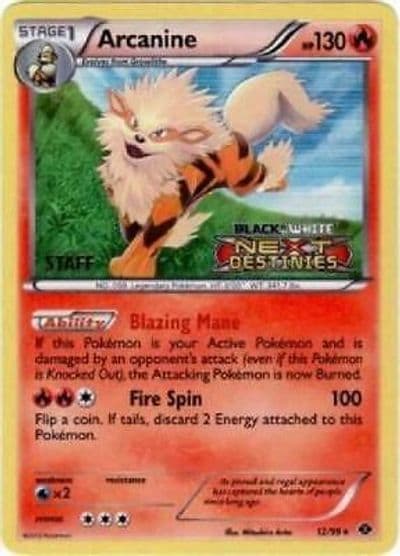 Arcanine (Prerelease) [Staff] Black and White Promos Pokemon card