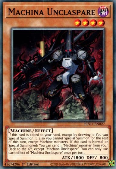 Machina Unclaspare Blazing Vortex Yu-Gi-Oh! card