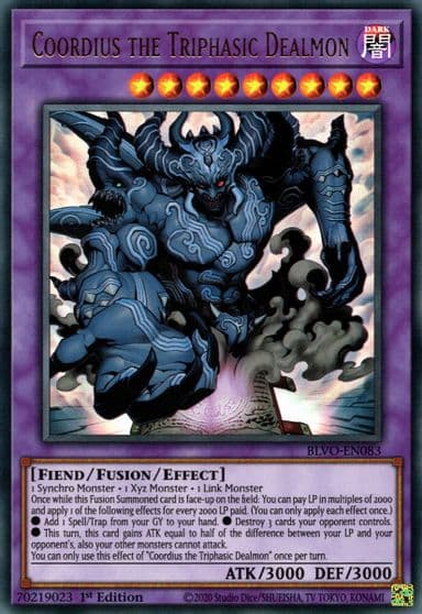 Coordius the Triphasic Dealmon Blazing Vortex Yu-Gi-Oh! card