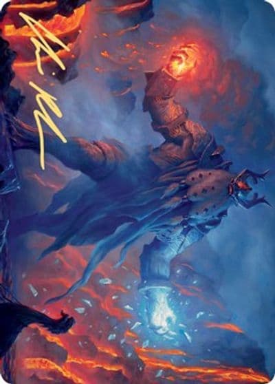 Aegar the Freezing Flame Art Card Gold Stamped Signature Art Series: Kaldheim Magic card