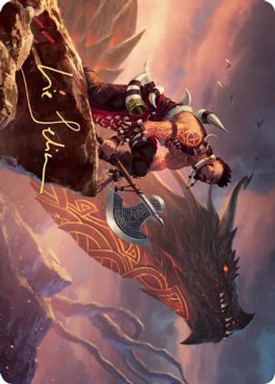 Dragonkin Berserker Art Card Gold Stamped Signature Art Series: Kaldheim Magic card