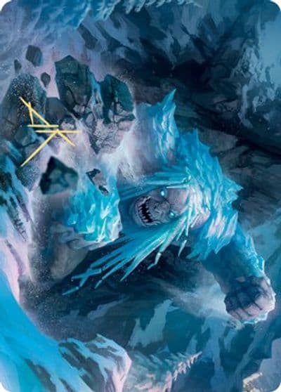 Icehide Troll Art Card Gold Stamped Signature Art Series: Kaldheim Magic card