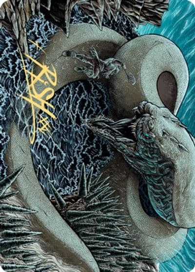 Koma Cosmos Serpent Art Card 80 81 Gold Stamped Signature Art Series: Kaldheim Magic card