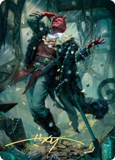 Tibalt Cosmic Impostor Art Card Gold Stamped Signature Art Series: Kaldheim Magic card