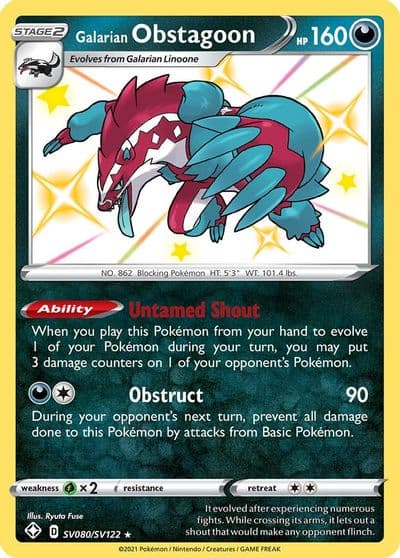 Galarian Obstagoon Shining Fates: Shiny Vault Pokemon card