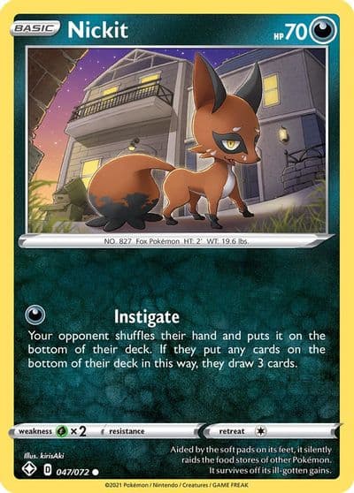 Nickit Shining Fates Pokemon card