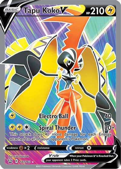 Tapu Koko V (Full Art) SWSH05: Battle Styles Pokemon card
