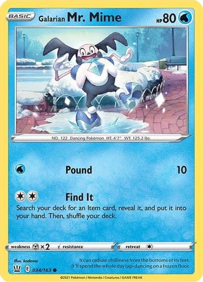 Galarian Mr. Mime SWSH05: Battle Styles Pokemon card