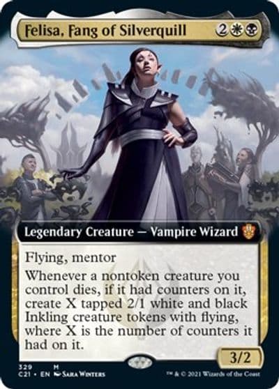Felisa Fang of Silverquill Extended Art Commander 2021 Magic card