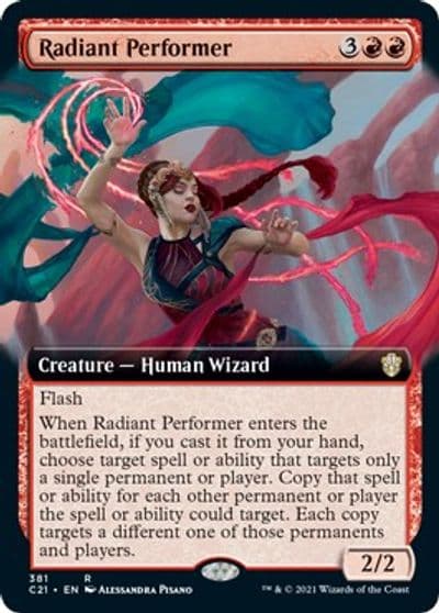 Radiant Performer Extended Art Commander 2021 Magic card
