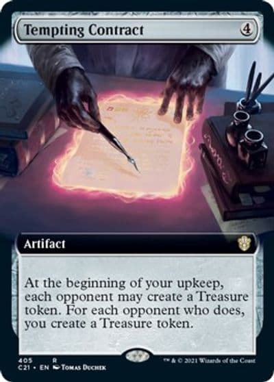 Tempting Contract Extended Art Commander 2021 Magic card
