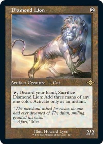 Diamond Lion Retro Frame Foil Etched Modern Horizons 2 Magic card