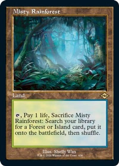 Misty Rainforest Retro Frame Foil Etched Modern Horizons 2 Magic card