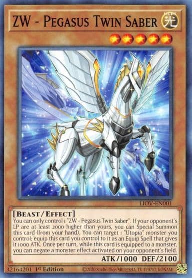 ZW Pegasus Twin Saber Lightning Overdrive Yu-Gi-Oh! card