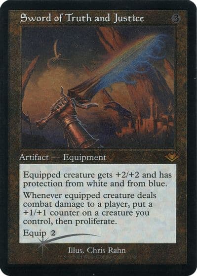 Sword of Truth and Justice Retro Frame Foil Etched Modern Horizons Magic card