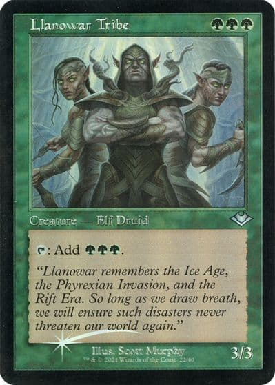 Llanowar Tribe Retro Frame Foil Etched Modern Horizons Magic card