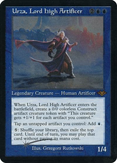 Urza Lord High Artificer Retro Frame Foil Etched Modern Horizons Magic card